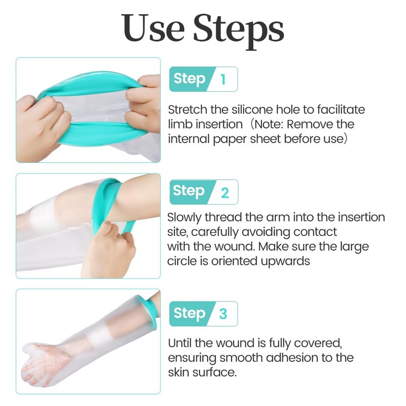 mosago Waterproof Cast Covers for Shower Arm Adult, Sleeve Protector Bag After Surgery/Wound/Fracture/Bandage/Broken Hand, Water Proof Plastic Sleeves to Cover Arms Toddler Showering in Bath Finger - Image 5